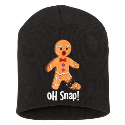 Gingerbread Man Cookie Xmas Oh Snap Funny Cute Christmas Short Acrylic Beanie