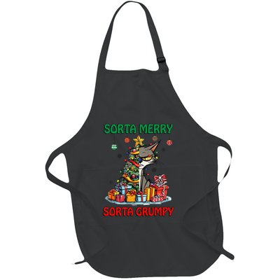 Grumpy Merry Catmas Sorta Merry Sort Grumpy Full-Length Apron With Pockets