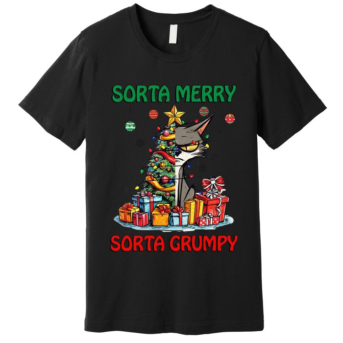 Grumpy Merry Catmas Sorta Merry Sort Grumpy Premium T-Shirt