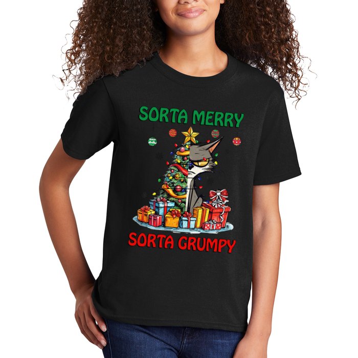 Grumpy Merry Catmas Sorta Merry Sort Grumpy Kids T-Shirt