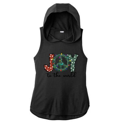 Groovy Merry Christmas Joy To Whole World Funny Xmas Lights Gift Ladies PosiCharge Tri-Blend Wicking Draft Hoodie Tank