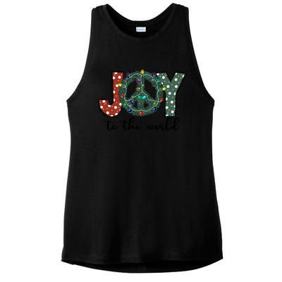 Groovy Merry Christmas Joy To Whole World Funny Xmas Lights Gift Ladies PosiCharge Tri-Blend Wicking Tank