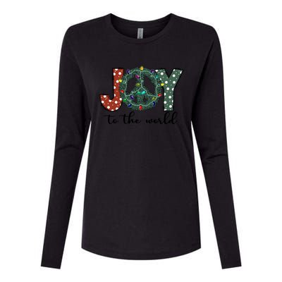 Groovy Merry Christmas Joy To Whole World Funny Xmas Lights Gift Womens Cotton Relaxed Long Sleeve T-Shirt