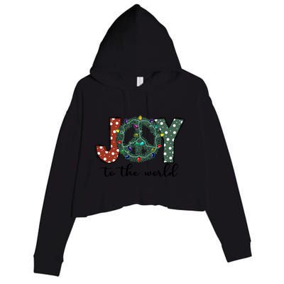 Groovy Merry Christmas Joy To Whole World Funny Xmas Lights Gift Crop Fleece Hoodie