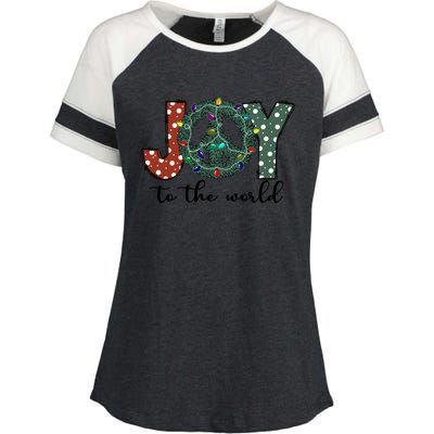 Groovy Merry Christmas Joy To Whole World Funny Xmas Lights Gift Enza Ladies Jersey Colorblock Tee