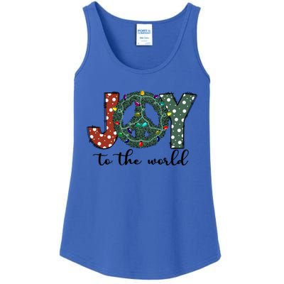 Groovy Merry Christmas Joy To Whole World Funny Xmas Lights Gift Ladies Essential Tank