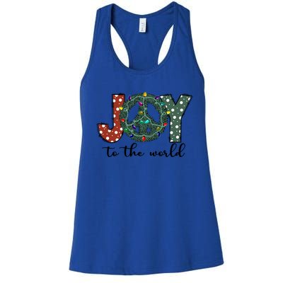 Groovy Merry Christmas Joy To Whole World Funny Xmas Lights Gift Women's Racerback Tank