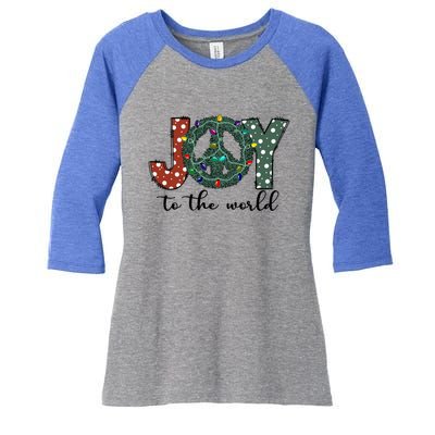 Groovy Merry Christmas Joy To Whole World Funny Xmas Lights Gift Women's Tri-Blend 3/4-Sleeve Raglan Shirt