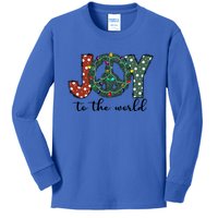 Groovy Merry Christmas Joy To Whole World Funny Xmas Lights Gift Kids Long Sleeve Shirt