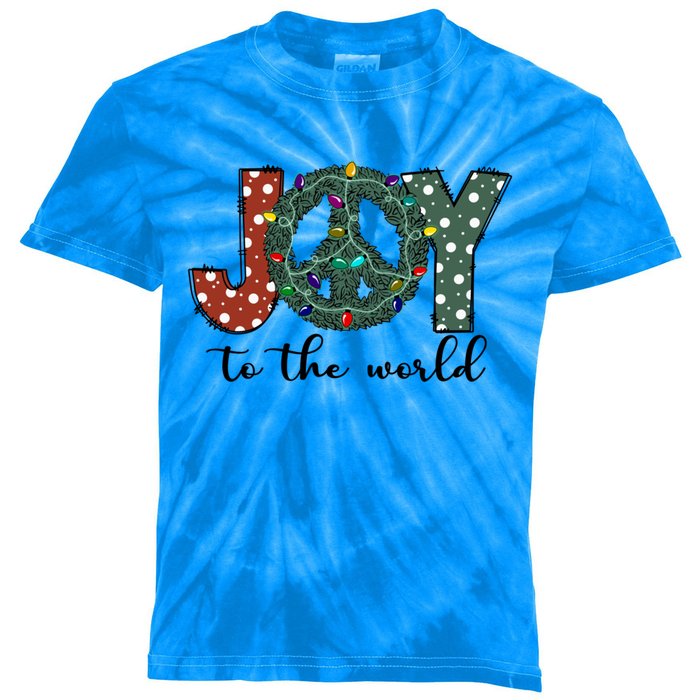 Groovy Merry Christmas Joy To Whole World Funny Xmas Lights Gift Kids Tie-Dye T-Shirt