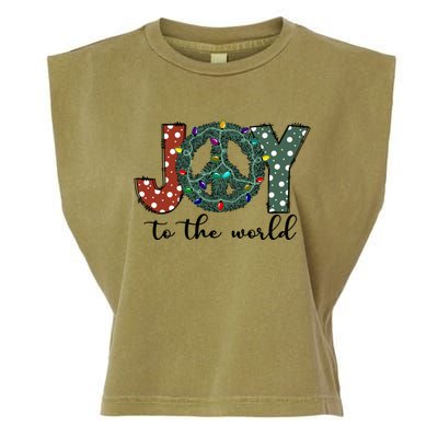 Groovy Merry Christmas Joy To Whole World Funny Xmas Lights Gift Garment-Dyed Women's Muscle Tee