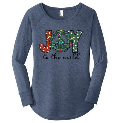 Groovy Merry Christmas Joy To Whole World Funny Xmas Lights Gift Women's Perfect Tri Tunic Long Sleeve Shirt