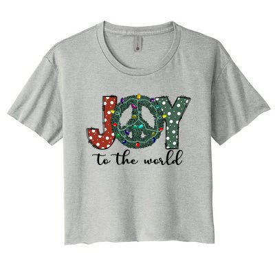 Groovy Merry Christmas Joy To Whole World Funny Xmas Lights Gift Women's Crop Top Tee