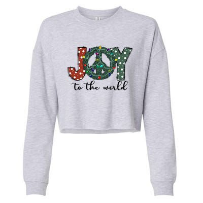 Groovy Merry Christmas Joy To Whole World Funny Xmas Lights Gift Cropped Pullover Crew