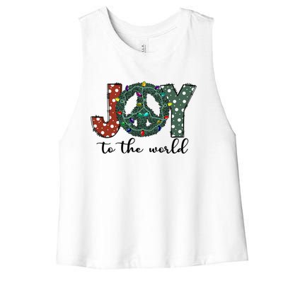 Groovy Merry Christmas Joy To Whole World Funny Xmas Lights Gift Women's Racerback Cropped Tank