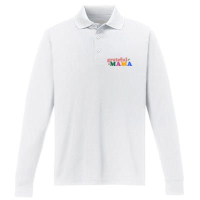 Grateful Mama Cute Mother's Day Gift Performance Long Sleeve Polo