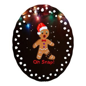 Gingerbread Man Cookie X Mas Oh Snap Funny Cute Christmas Ceramic Oval Ornament