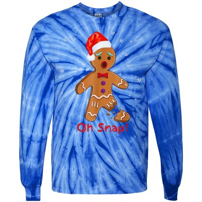 Gingerbread Man Cookie X Mas Oh Snap Funny Cute Christmas Tie-Dye Long Sleeve Shirt