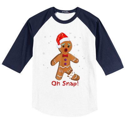 Gingerbread Man Cookie X Mas Oh Snap Funny Cute Christmas Baseball Sleeve Shirt