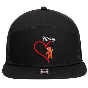 Gingerbread Merry Christmas Couples Matching Xmas Party 7 Panel Mesh Trucker Snapback Hat