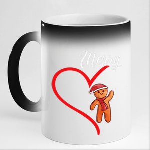 Gingerbread Merry Christmas Couples Matching Xmas Party 11oz Black Color Changing Mug