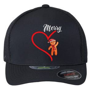 Gingerbread Merry Christmas Couples Matching Xmas Party Flexfit Unipanel Trucker Cap