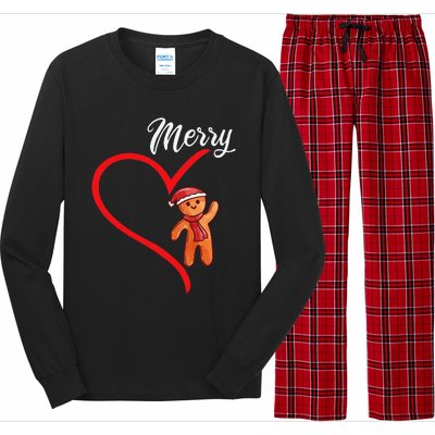 Gingerbread Merry Christmas Couples Matching Xmas Party Long Sleeve Pajama Set