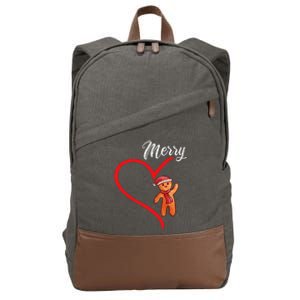 Gingerbread Merry Christmas Couples Matching Xmas Party Cotton Canvas Backpack