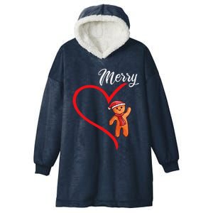 Gingerbread Merry Christmas Couples Matching Xmas Party Hooded Wearable Blanket