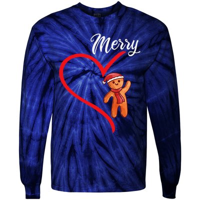 Gingerbread Merry Christmas Couples Matching Xmas Party Tie-Dye Long Sleeve Shirt