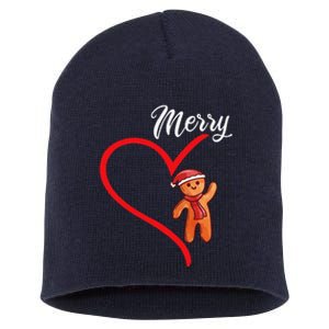 Gingerbread Merry Christmas Couples Matching Xmas Party Short Acrylic Beanie