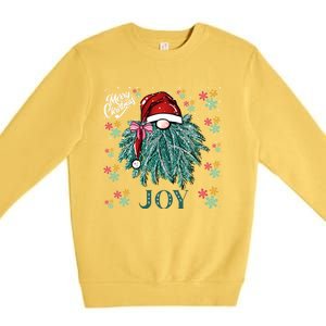 Gnome Merry Christmas Joy Snowflake Santa Hat Wreath Tree Funny Gift Premium Crewneck Sweatshirt