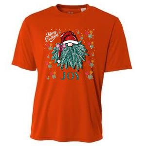 Gnome Merry Christmas Joy Snowflake Santa Hat Wreath Tree Funny Gift Cooling Performance Crew T-Shirt