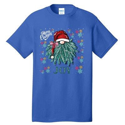 Gnome Merry Christmas Joy Snowflake Santa Hat Wreath Tree Funny Gift Tall T-Shirt