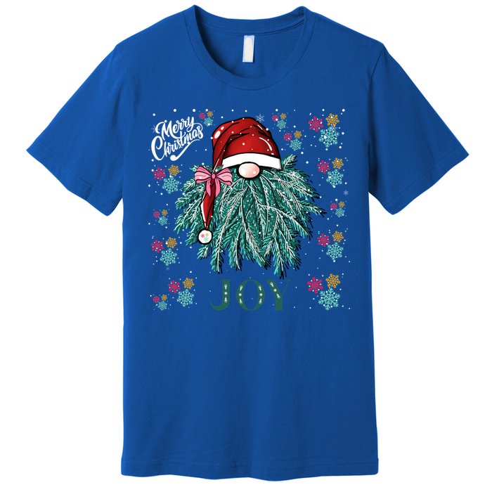 Gnome Merry Christmas Joy Snowflake Santa Hat Wreath Tree Funny Gift Premium T-Shirt