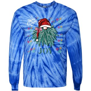 Gnome Merry Christmas Joy Snowflake Santa Hat Wreath Tree Funny Gift Tie-Dye Long Sleeve Shirt