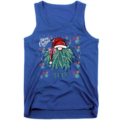 Gnome Merry Christmas Joy Snowflake Santa Hat Wreath Tree Funny Gift Tank Top