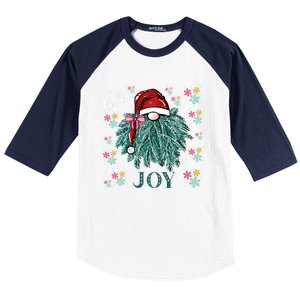 Gnome Merry Christmas Joy Snowflake Santa Hat Wreath Tree Funny Gift Baseball Sleeve Shirt