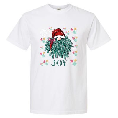 Gnome Merry Christmas Joy Snowflake Santa Hat Wreath Tree Funny Gift Garment-Dyed Heavyweight T-Shirt