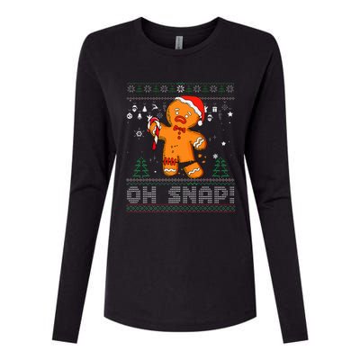 Gingerbread Man Cookie Ugly Sweater Oh Snap Christmas  Womens Cotton Relaxed Long Sleeve T-Shirt