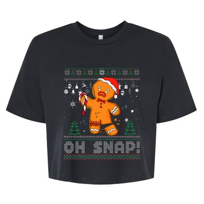 Gingerbread Man Cookie Ugly Sweater Oh Snap Christmas  Bella+Canvas Jersey Crop Tee