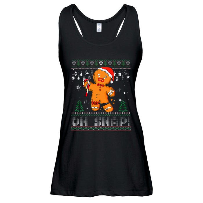 Gingerbread Man Cookie Ugly Sweater Oh Snap Christmas  Ladies Essential Flowy Tank