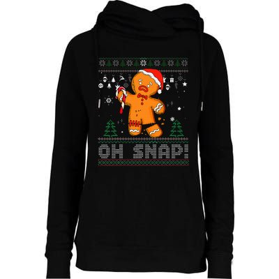 Gingerbread Man Cookie Ugly Sweater Oh Snap Christmas  Womens Funnel Neck Pullover Hood