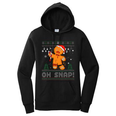 Gingerbread Man Cookie Ugly Sweater Oh Snap Christmas  Women's Pullover Hoodie