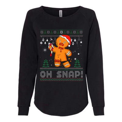 Gingerbread Man Cookie Ugly Sweater Oh Snap Christmas  Womens California Wash Sweatshirt