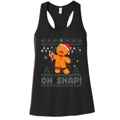 Gingerbread Man Cookie Ugly Sweater Oh Snap Christmas  Women's Racerback Tank