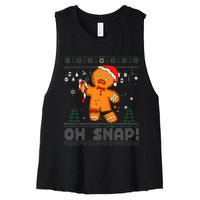 Gingerbread Man Cookie Ugly Sweater Oh Snap Christmas  Women's Racerback Cropped Tank