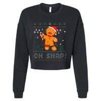 Gingerbread Man Cookie Ugly Sweater Oh Snap Christmas  Cropped Pullover Crew