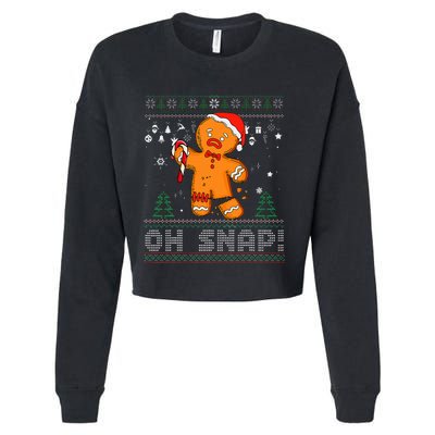 Gingerbread Man Cookie Ugly Sweater Oh Snap Christmas  Cropped Pullover Crew