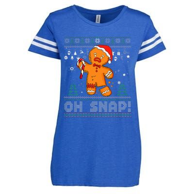 Gingerbread Man Cookie Ugly Sweater Oh Snap Christmas  Enza Ladies Jersey Football T-Shirt